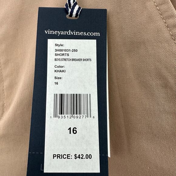 Vineyard Vines Boy Stretch Breaker Shorts Size 16 Khaki Chino Preppy New - Picture 4 of 8